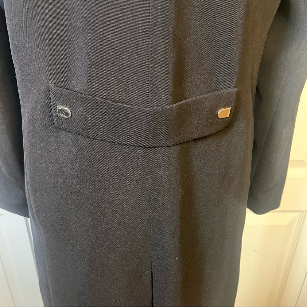 PIZAZZ Womans Black Snap Button Overcoat Sz 5/6 Minimalist Dress Coat Belted Bac - Picture 9 of 13
